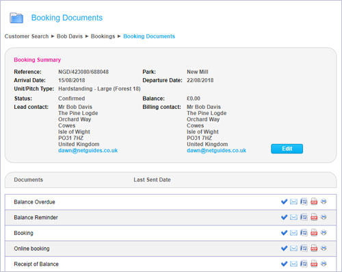 Booking documents